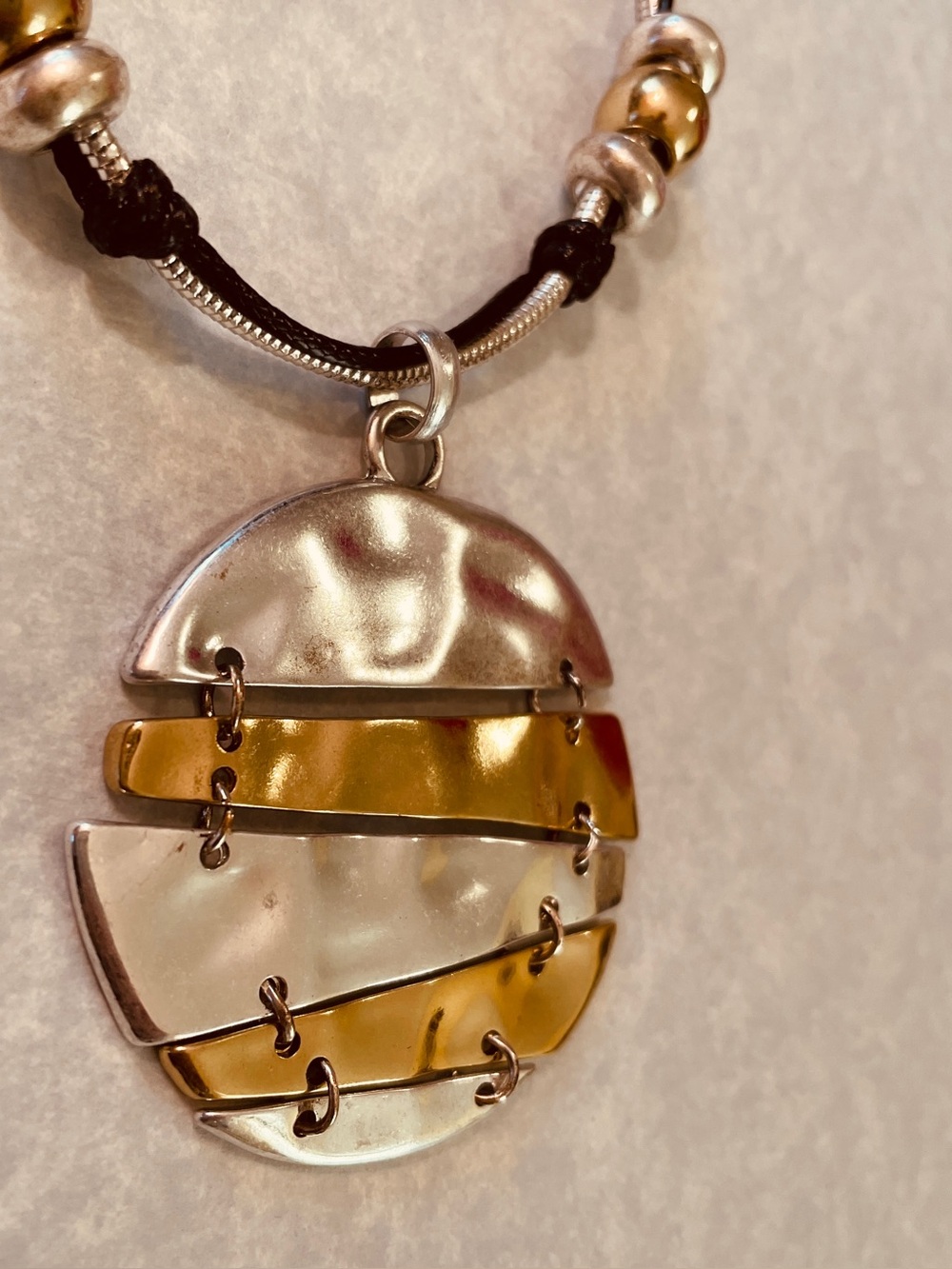 Coco + Carmen Two-Tone Layered Round Pendant Necklace — Gold & Silver